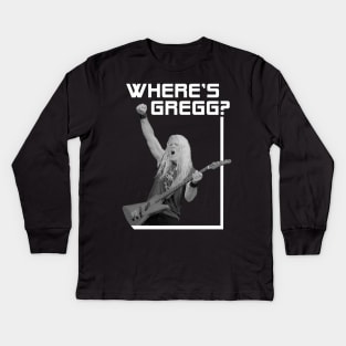 Where's Gregg? Black and White Kids Long Sleeve T-Shirt